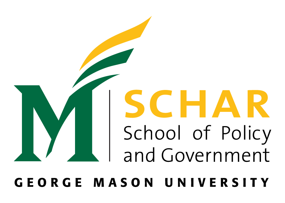 Logo with the text Schar School of Policy and Government, George Mason University